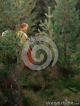 Herdsmaid, 1908 painting by Anders Zorn Editorial Stock Photo